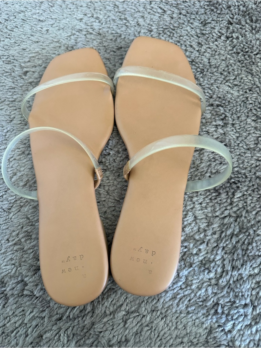 a new day Nude Slide Sandals with Clear Straps